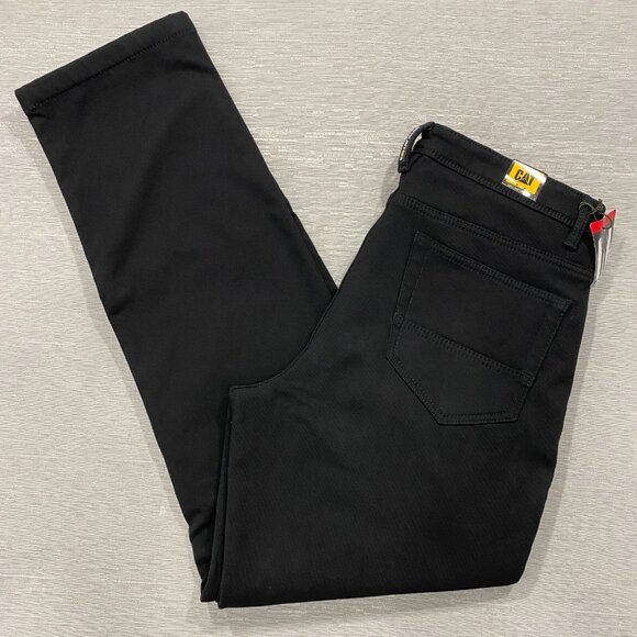 CAT Caterpillar Work Pants Mens 34 x 34 Black Canvas Fleece Lined Insulated - Picture 1 of 12